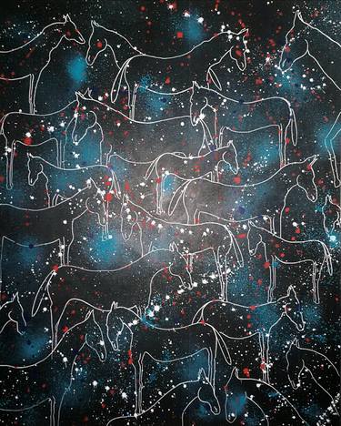 Original Abstract Expressionism Horse Painting by Eylül Perçin