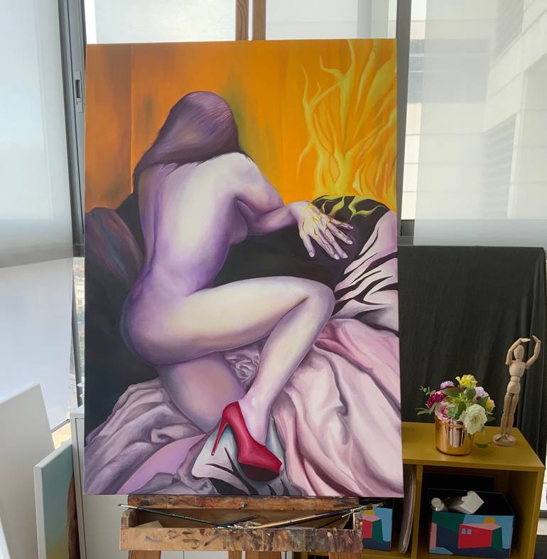Original Figurative Nude Painting by Lily Shmain