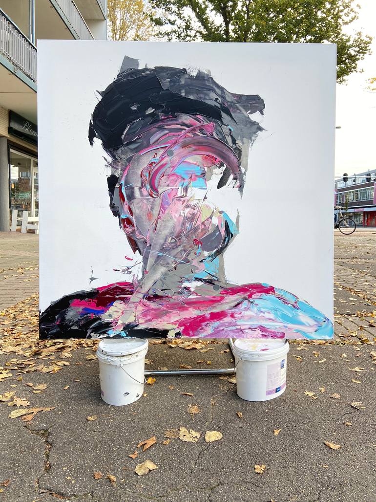 Original Abstract People Painting by Aron Kroes