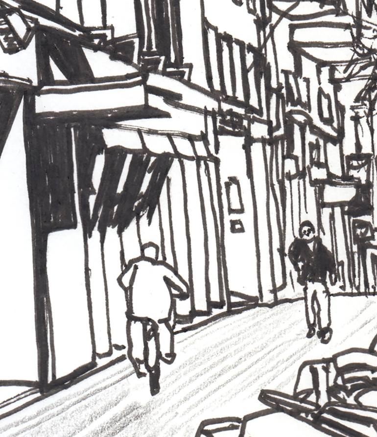 Original Figurative Cities Drawing by Takayuki Maejima 