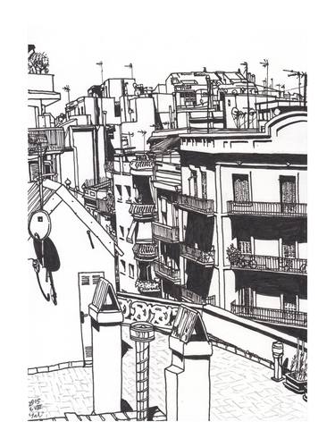 Print of Cities Drawings by Takayuki Maejima
