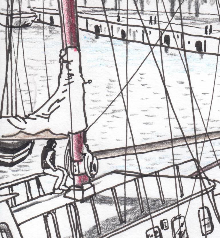 Original Figurative Boat Drawing by Takayuki Maejima 