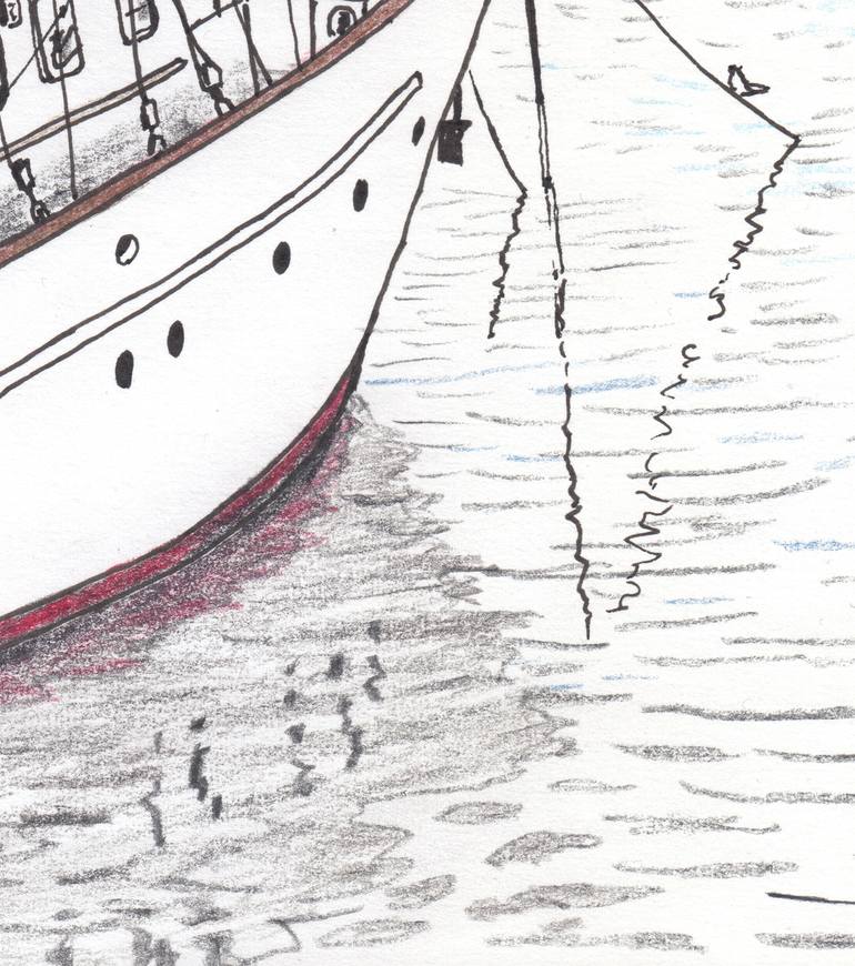 Original Figurative Boat Drawing by Takayuki Maejima 