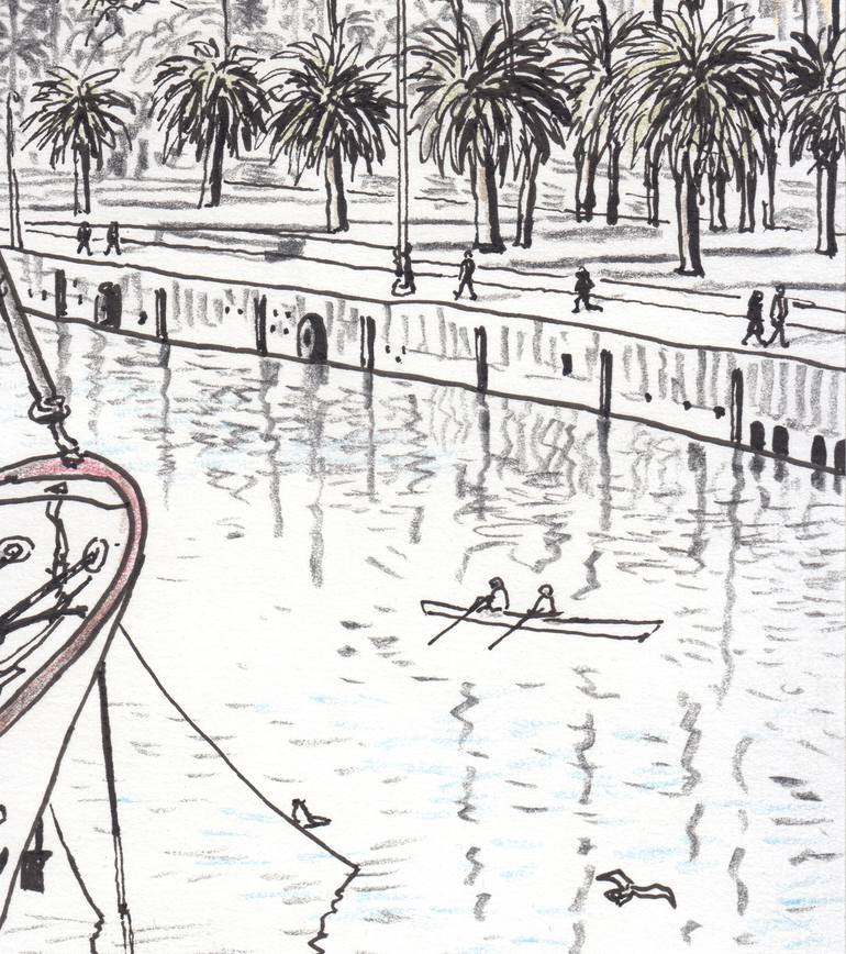 Original Figurative Boat Drawing by Takayuki Maejima 