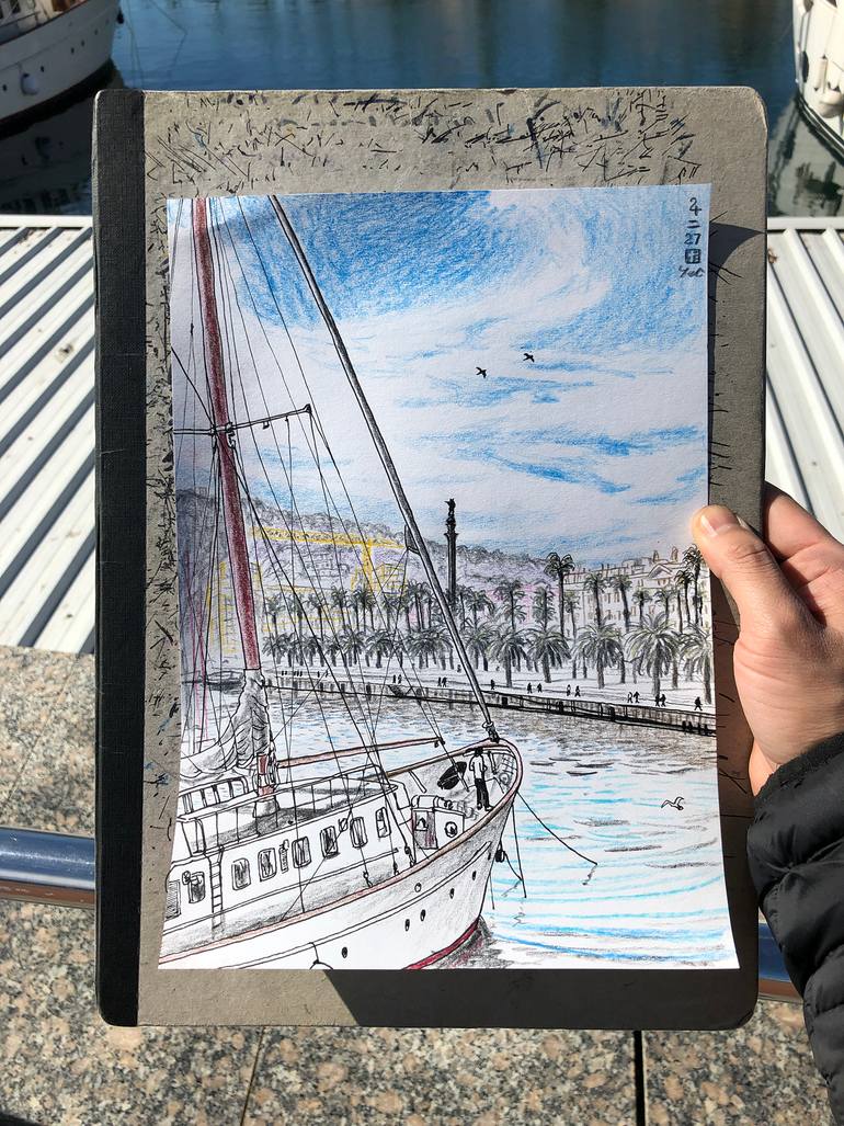 Original Figurative Outer Space Drawing by Takayuki Maejima 