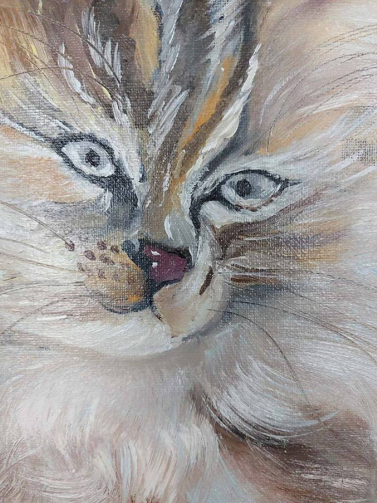 Original Expressionism Cats Painting by Nataliia Goloborodko