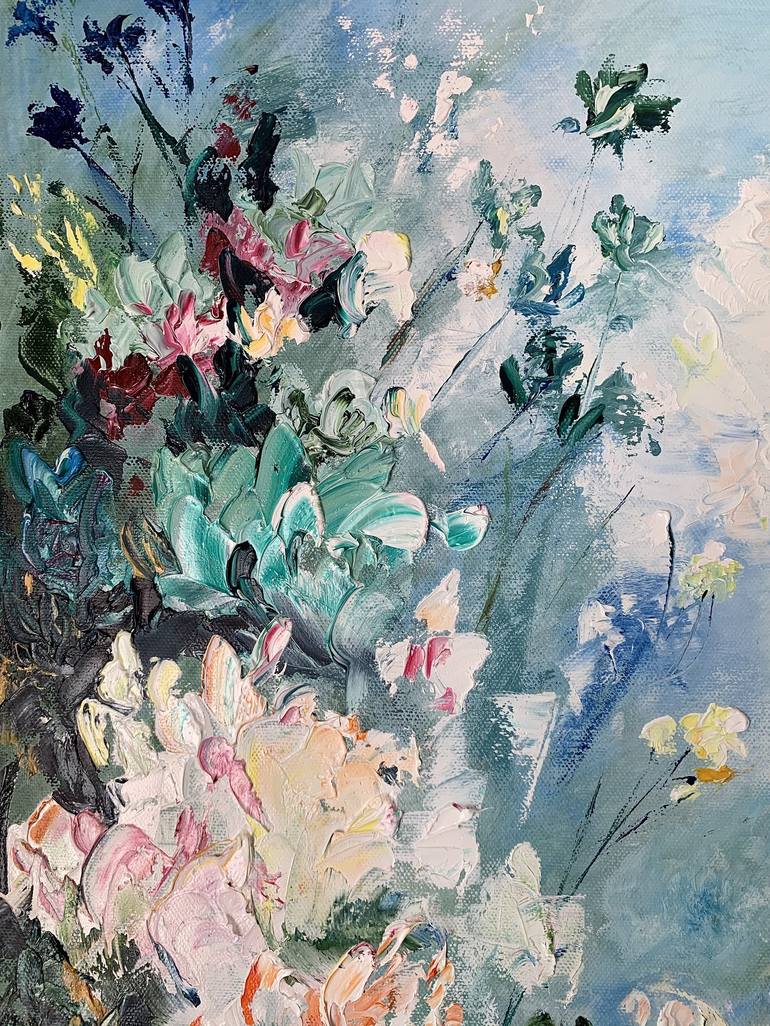 Original Abstract Floral Painting by Mari Petrunnik