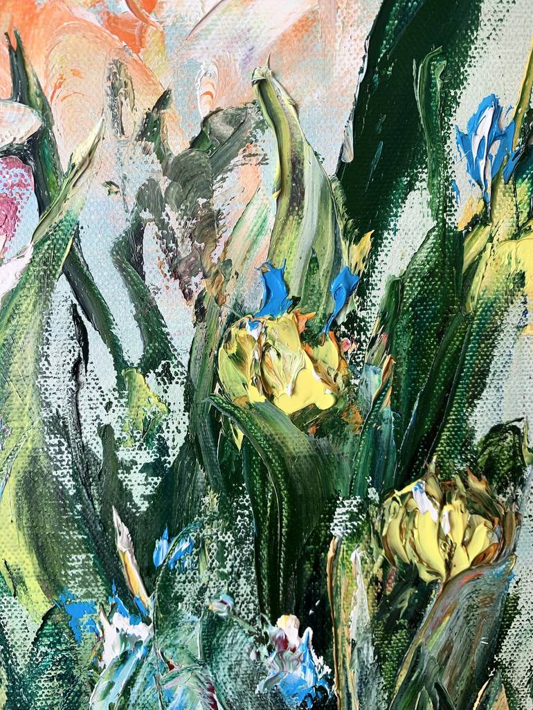 Original Abstract Floral Painting by Mari Petrunnik