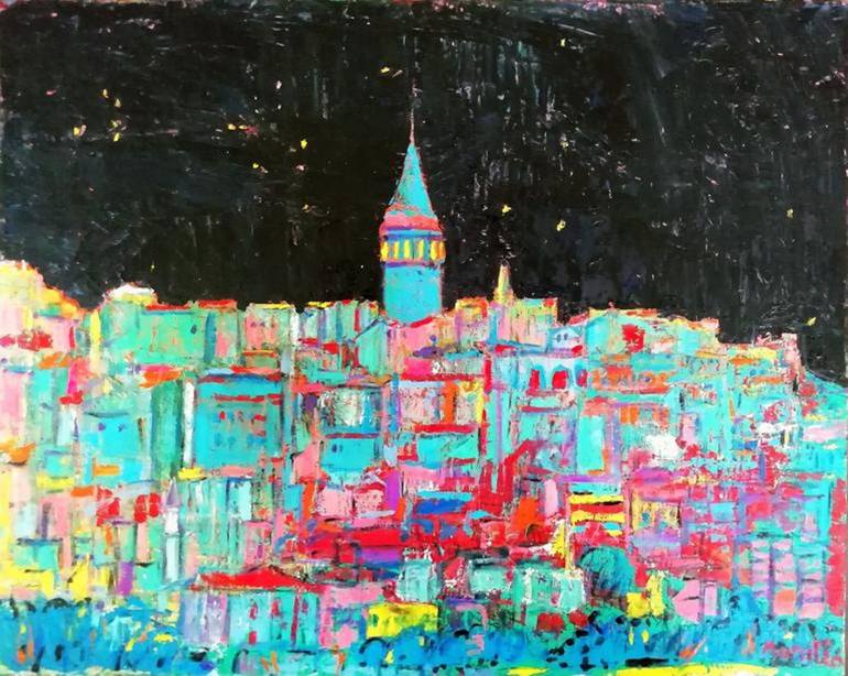 Original Modern Cities Painting by Murat Mizrahi