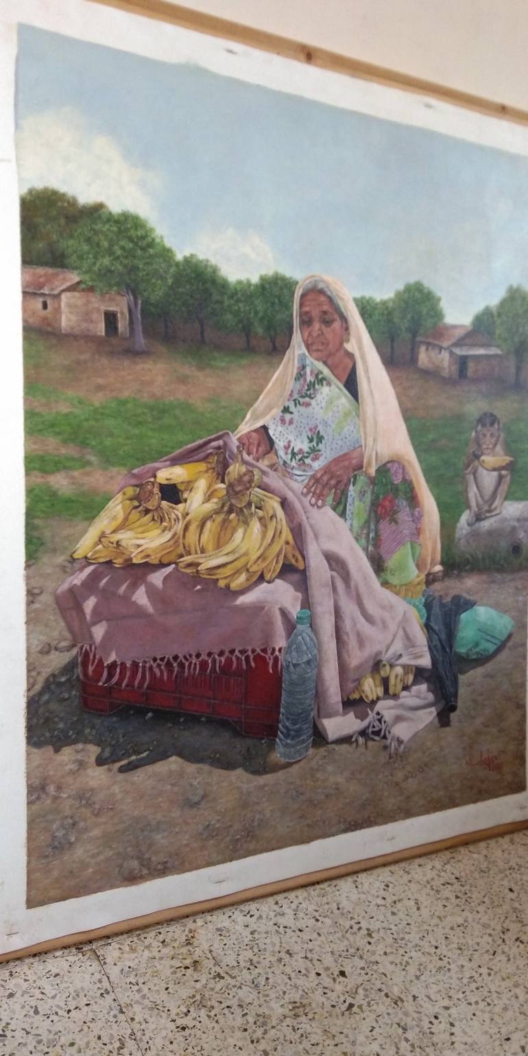 Original Figurative Rural life Painting by Nilofar Ansari