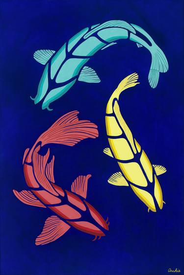 Original Minimalism Fish Paintings by Artist Archie