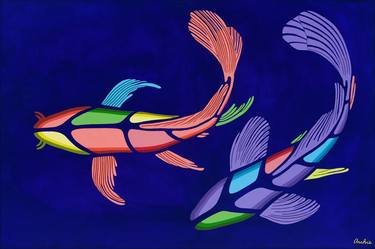 Original Modern Fish Paintings by Artist Archie