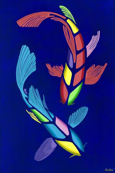 Original Modern Fish Paintings by Artist Archie