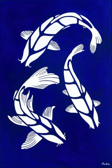 Original Minimalism Fish Paintings by Artist Archie