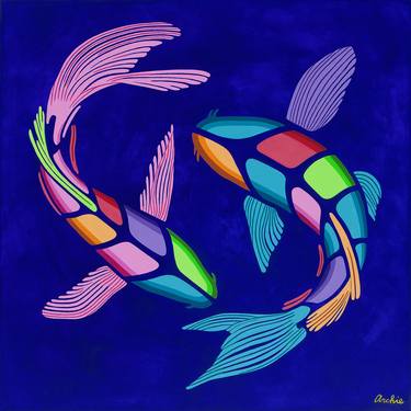 Original Modern Fish Paintings by Artist Archie