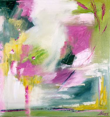 Cherry Blossoms Soon/ bright abstraction 40x40 cm thumb