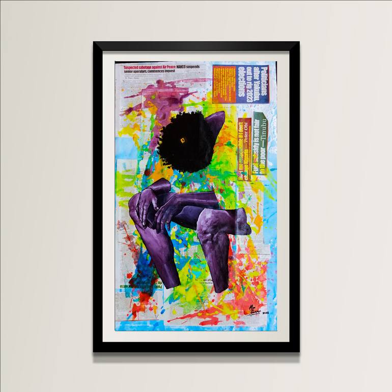 Original Abstract Expressionism Men Mixed Media by Prosper Aluu