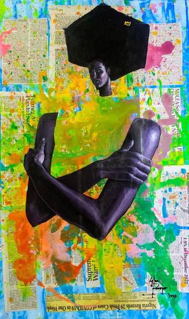 Original Figurative Women Mixed Media by Prosper Aluu