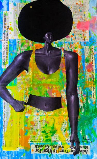 Original Abstract Expressionism Women Mixed Media by Prosper Aluu