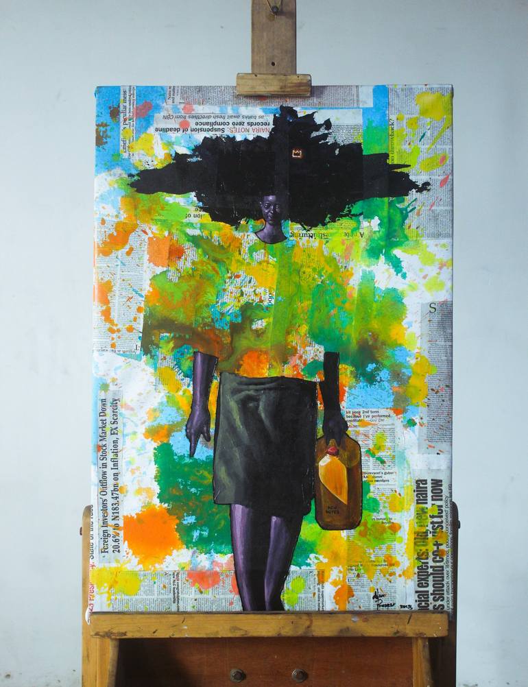Original Abstract Expressionism People Mixed Media by Prosper Aluu