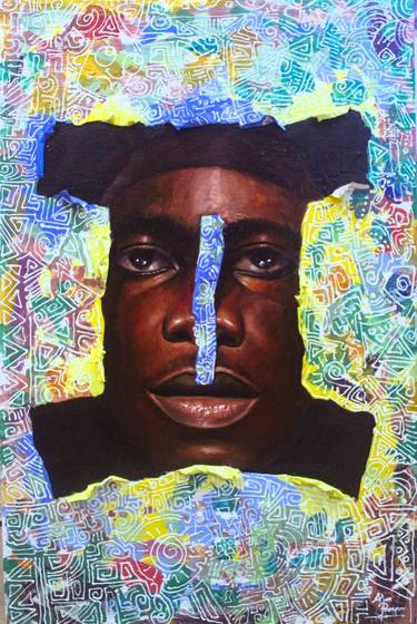 Original Portraiture Abstract Paintings by Prosper Aluu