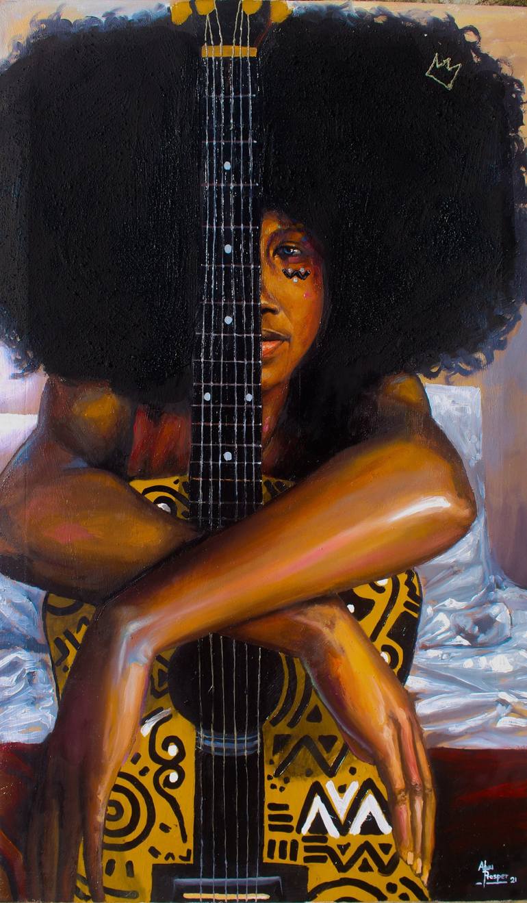 My music and I Painting by Prosper Aluu | Saatchi Art