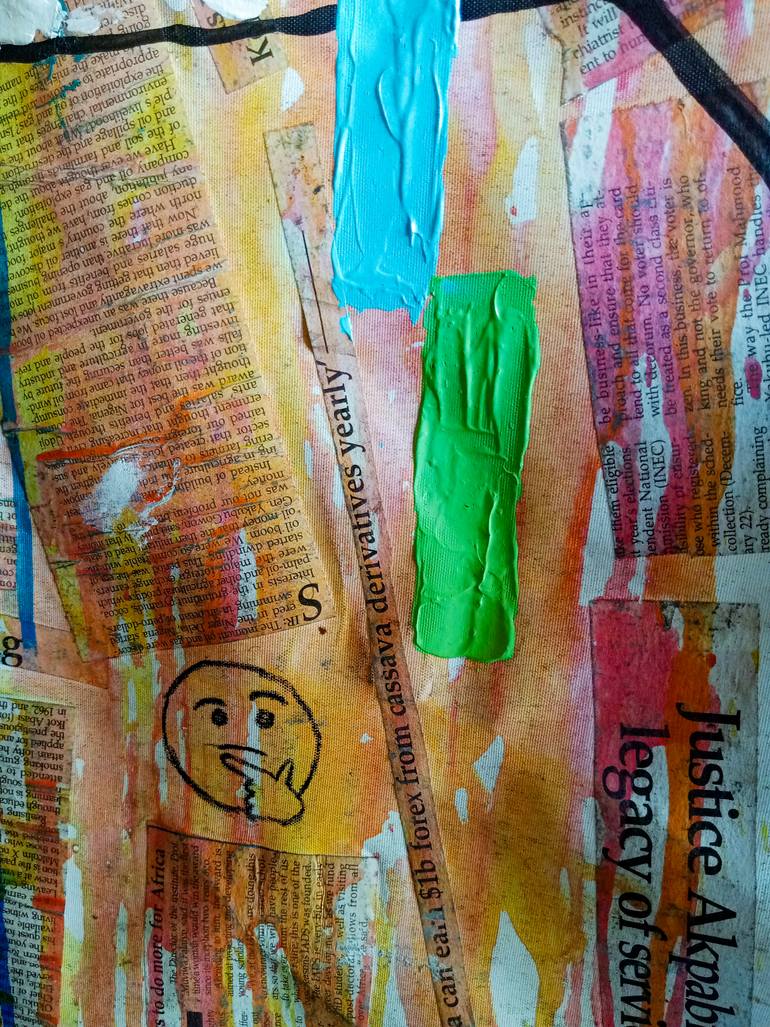 Original Abstract Expressionism People Mixed Media by Prosper Aluu