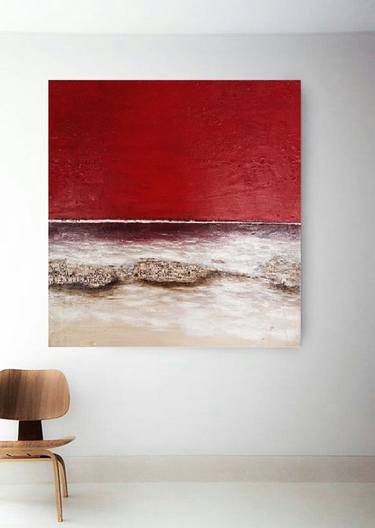 RED BEACH-Dimensional Sculpture on Canvas thumb