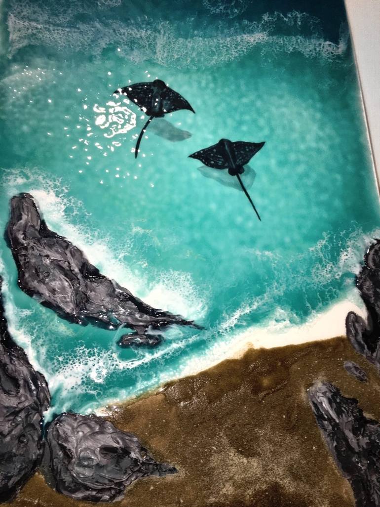 Stingrays in the sea Painting by Natalya Kosenko Saatchi Art