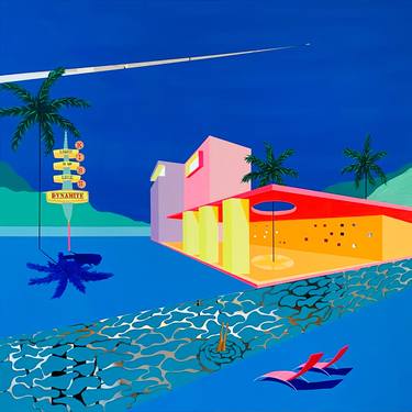 Original Bauhaus Beach Painting by Isabelle Derecque