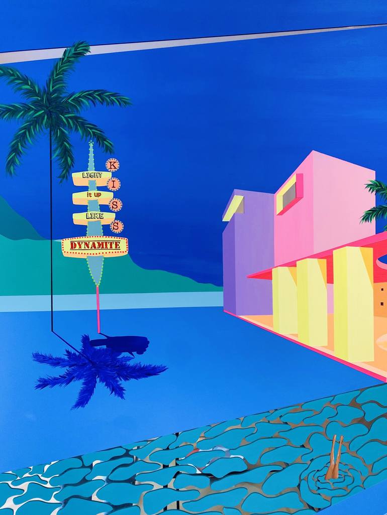 Original Bauhaus Beach Painting by Isabelle Derecque