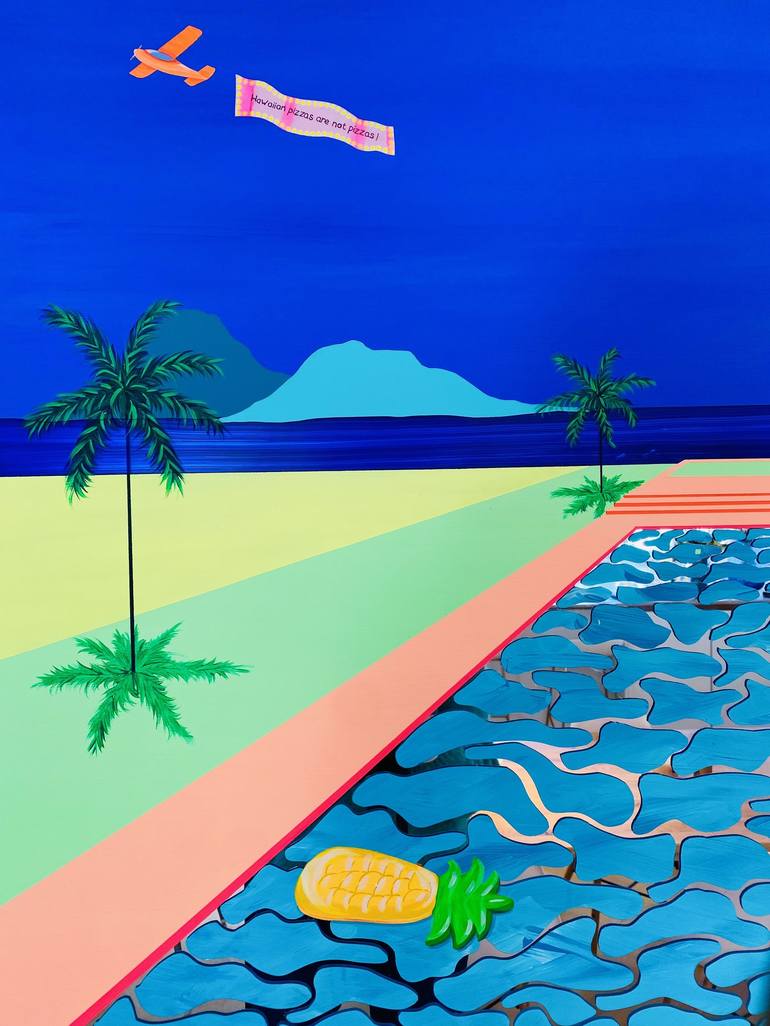 Original Surrealism Beach Painting by Isabelle Derecque