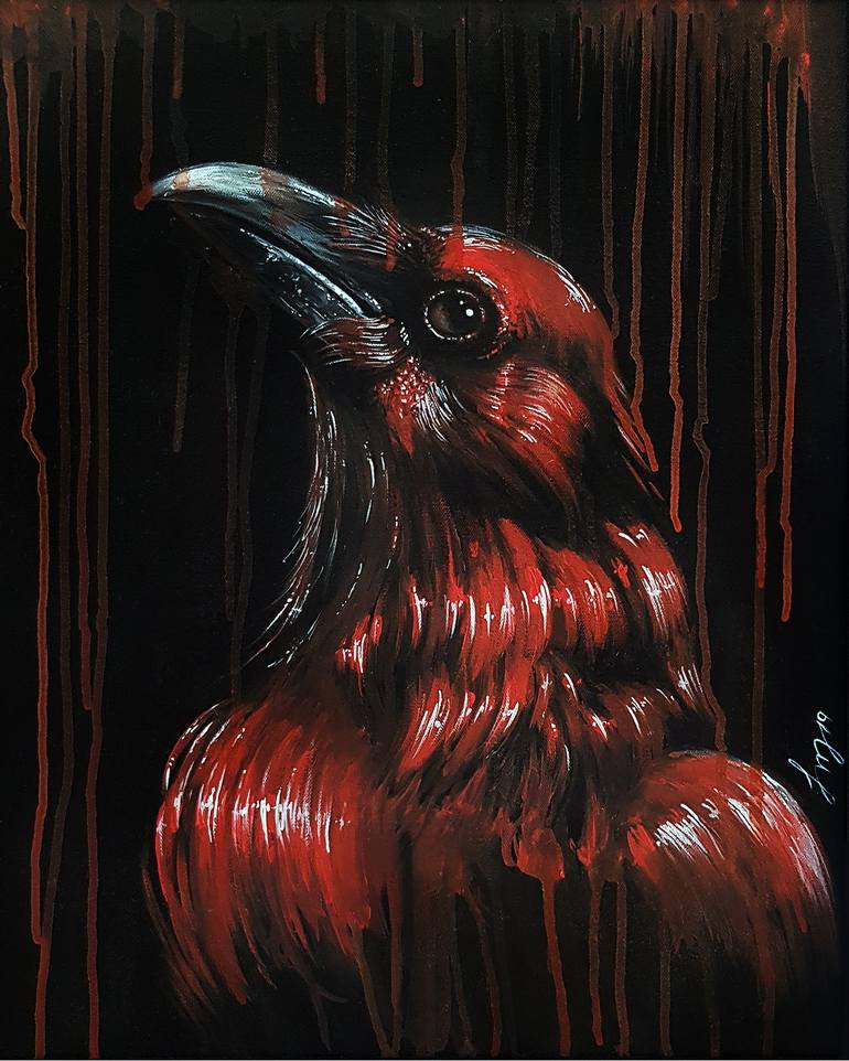 opfindelse abstrakt Støv The Red Crow Painting by Lincoln Mello | Saatchi Art
