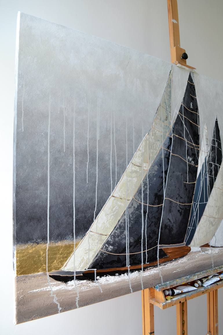 Original Abstract Boat Painting by Victoria Hutsul