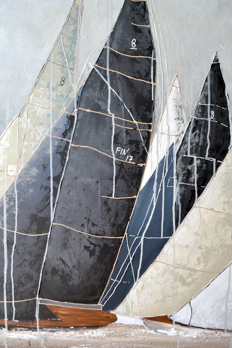 Original Abstract Boat Painting by Victoria Hutsul