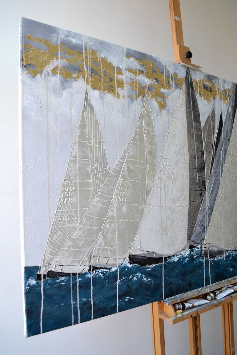 Original Abstract Boat Painting by Victoria Hutsul
