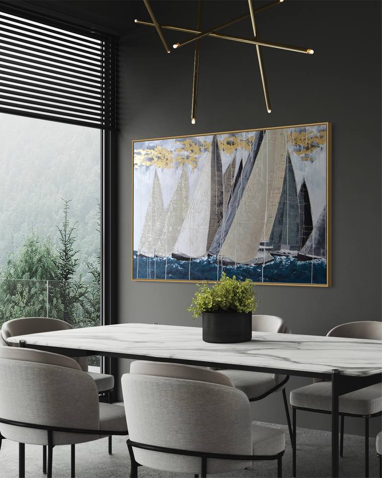 Original Abstract Boat Painting by Victoria Hutsul
