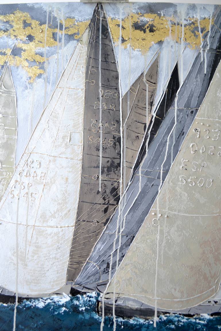 Original Abstract Boat Painting by Victoria Hutsul