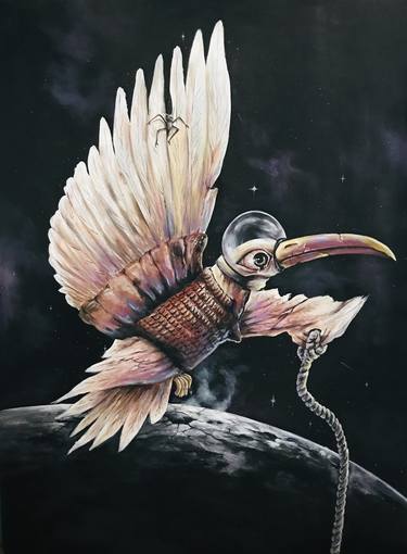 Original Surrealism Animal Painting by Bisytes Art