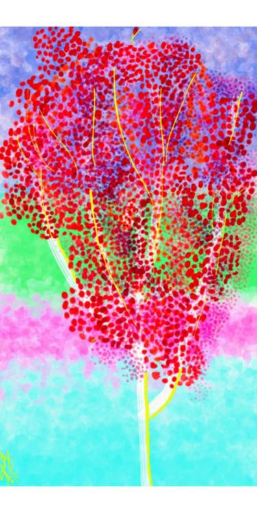 Print of Abstract Expressionism Tree Mixed Media by Angela Vivero