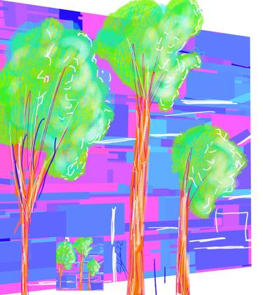 Original Abstract Expressionism Tree Digital by Angela Vivero