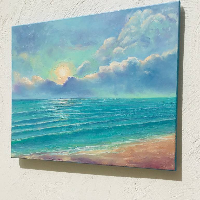 Original Expressionism Beach Painting by Halyna Petrychenko