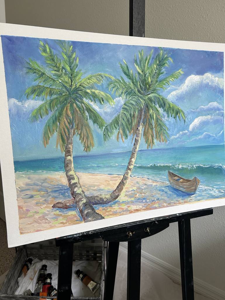 Original Beach Painting by Halyna Petrychenko