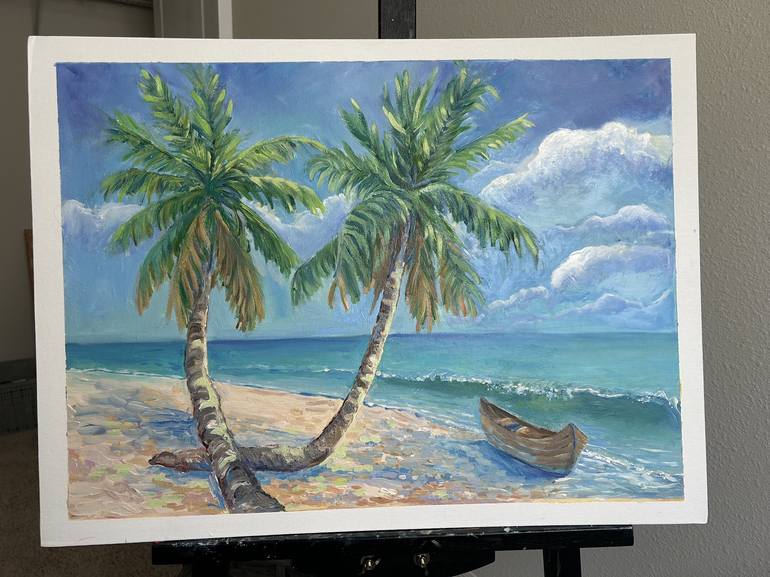 Original Contemporary Beach Painting by Halyna Petrychenko