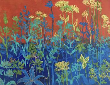 Original Abstract Botanic Paintings by Halyna Petrychenko