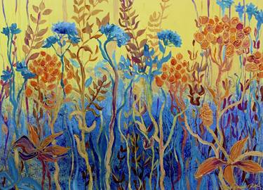 Original Art Deco Floral Paintings by Halyna Petrychenko