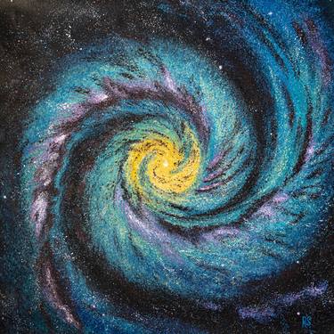 INFINITY - square canvas space abstraction, helix nebula, snail nebula, sphere, spiral, teal, astronomy thumb