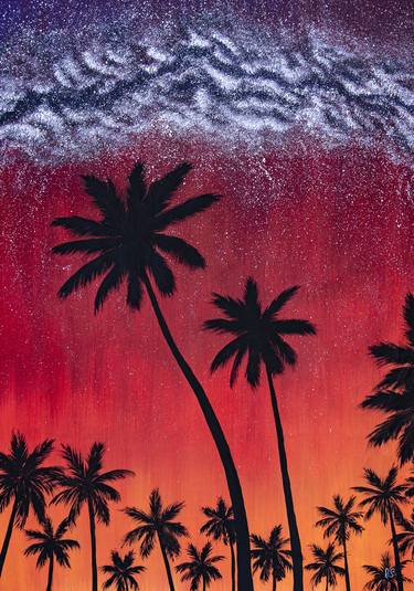 STAR RAIN - summer evening in California, palm leaves, tropical island, Miami skyline thumb