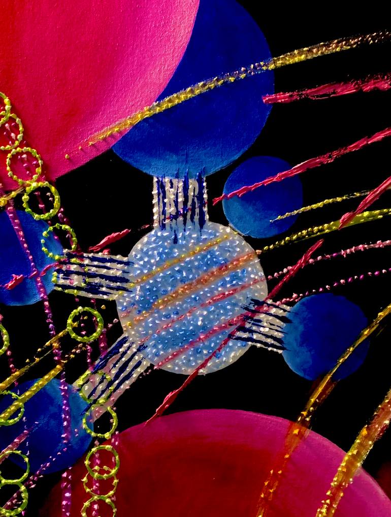 Original Abstract Outer Space Painting by Maurice Hawkins