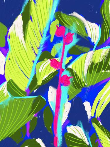 Print of Abstract Botanic Paintings by Lucia Sanchez Lara